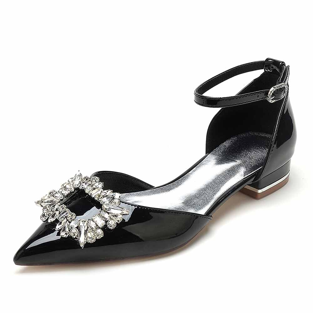 Women's Flats Classic Pointed Toe Ballet Flats Buckle Rhinestones Flats Shoes Dress Shoes