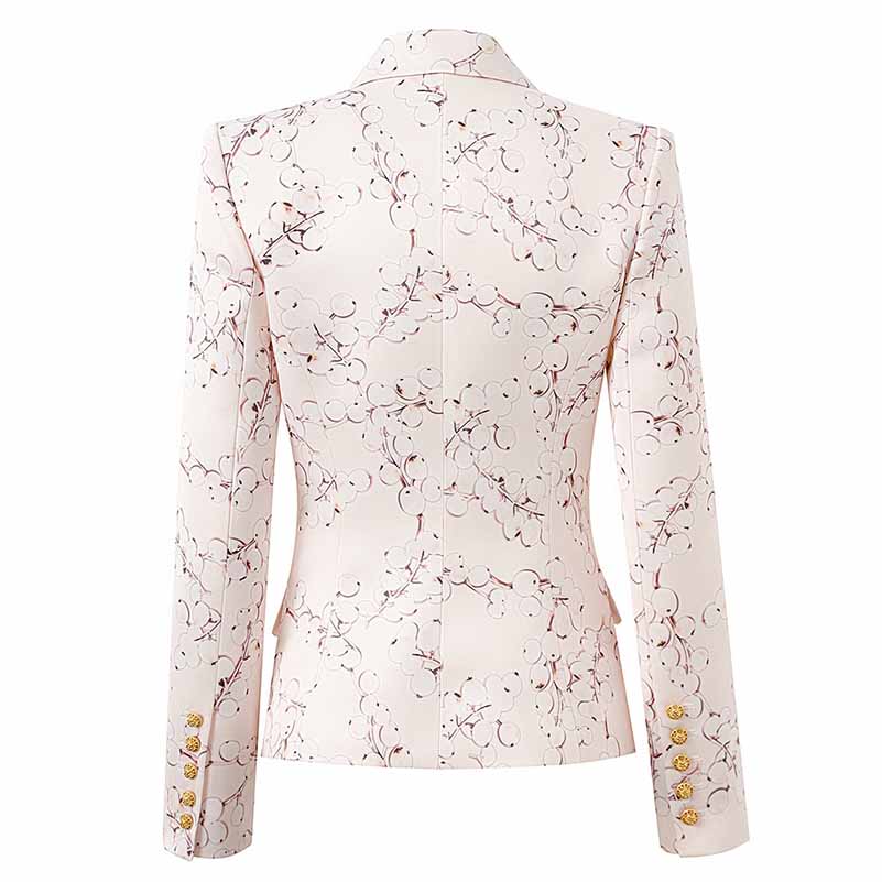 Women's Floral Blazer with Gold Button Trendy Jacket