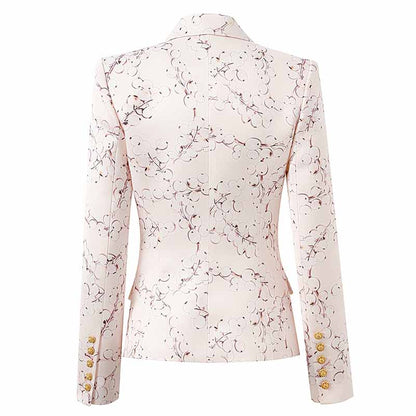 Women's Floral Blazer with Gold Button Trendy Jacket
