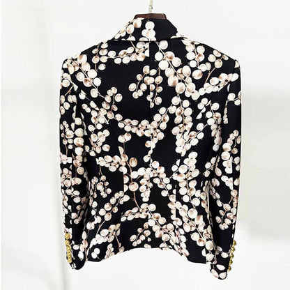 Women's Graphic Printed Pants Set Gold Buttons Two Pieces Pantsuit