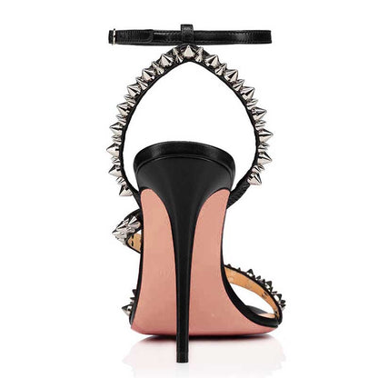 Women's High Heels Sandals Rivets Stilettos Dress Shoes Ankle Buckle Hollow Pumps