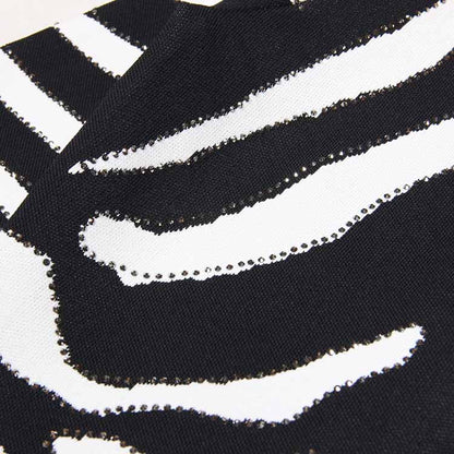 Women's Knitted Zebra-print Embellished Mini Dress