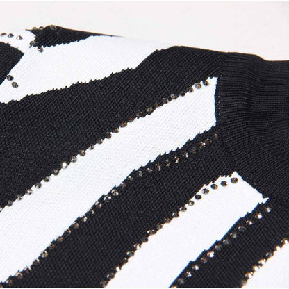 Women's Knitted Zebra-print Embellished Mini Dress