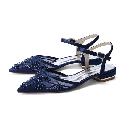 Women's Lace Wedding Shoes Pointed Toe Flat Bridal Shoes