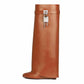 Women‘s Lock Detailed Leather Knee-High Boots