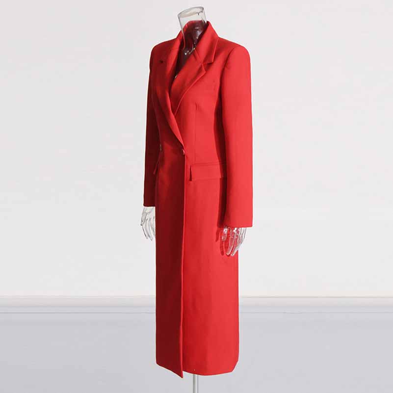 Women's Long Silhouette Coat Maxi Blazer