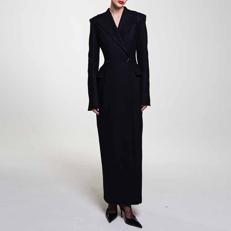 Women's Long Silhouette Coat Maxi Blazer