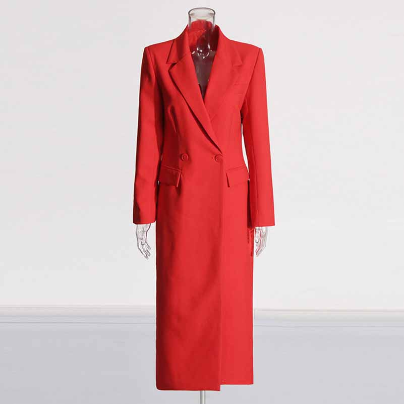 Women's Long Silhouette Coat Maxi Blazer