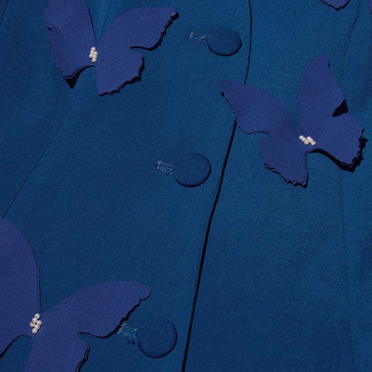 Women's Long Skirt Suit With Flower Embellished Long Sleeve Top and Midi Skirt