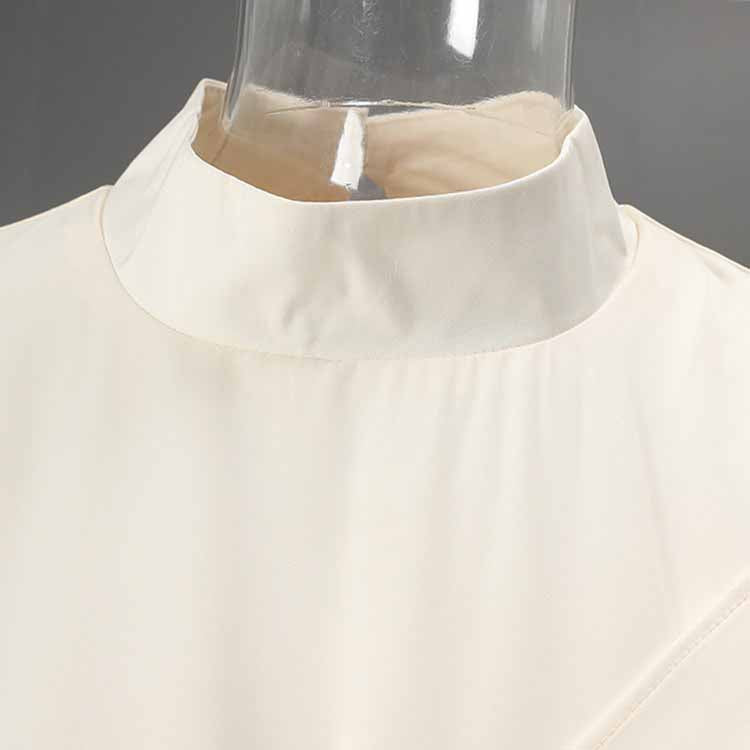 Women’s Long Sleeve Formal Dress – Stand-Up Collar, Hand Beaded Detail