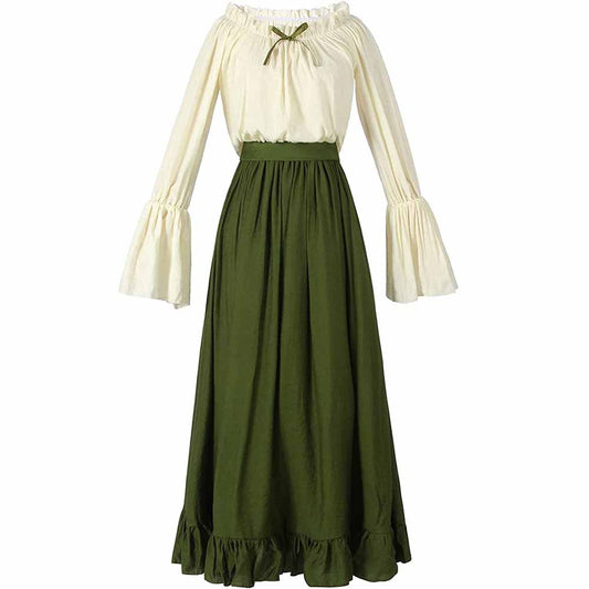 Women's Medieval Renaissance Costume Cosplay Dress Long Sleeve Vintage Fairy Dress
