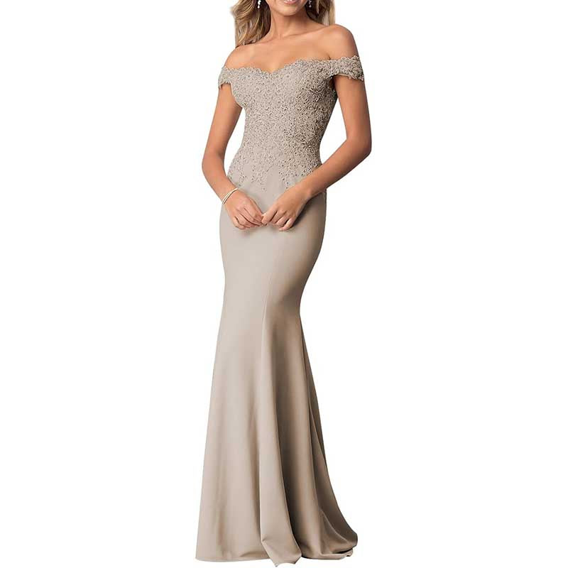 Women's Mermaid Bridesmaid Dresses Long Prom Gown Lace Formal Evening Dresses