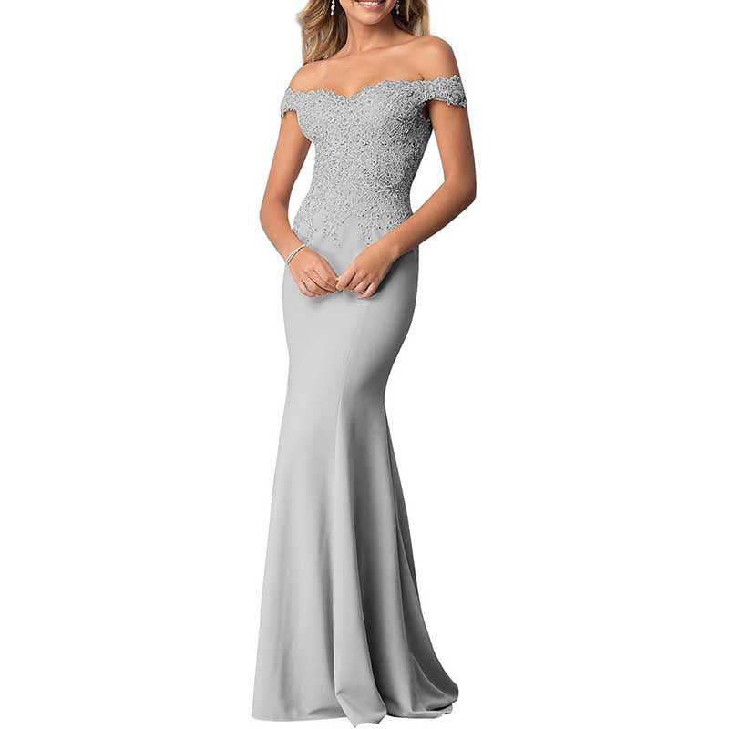 Women's Mermaid Bridesmaid Dresses Long Prom Gown Lace Formal Evening Dresses