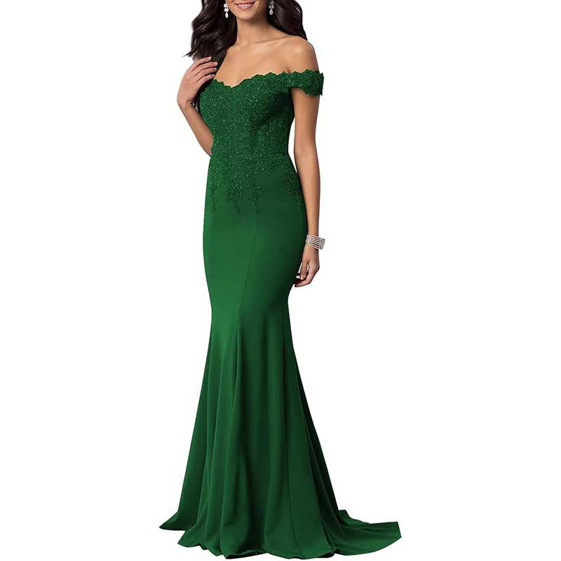 Women's Mermaid Bridesmaid Dresses Long Prom Gown Lace Formal Evening Dresses