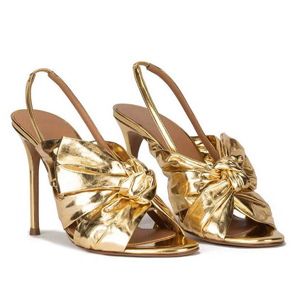 Women's Metallic Color High Heels Slingback Sandals Dress Shoes