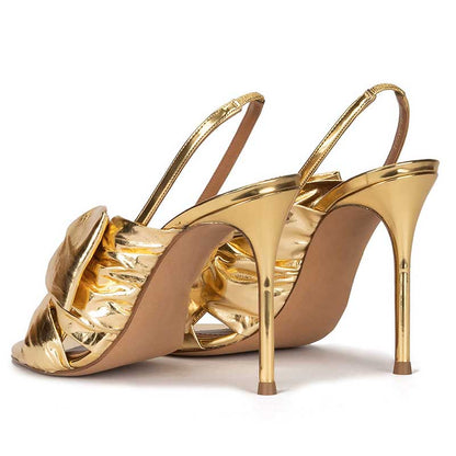 Women's Metallic Color High Heels Slingback Sandals Dress Shoes