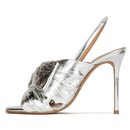 Women's Metallic Color High Heels Slingback Sandals Dress Shoes