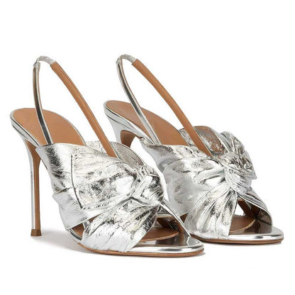 Women's Metallic Color High Heels Slingback Sandals Dress Shoes