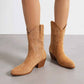 Women's Mid-Calf Western Cowboy Boots Chunky Heel Embroidered Cowgirl Boots