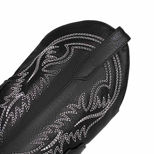 Women's Mid-Calf Western Cowboy Boots Chunky Heel Embroidered Cowgirl Boots