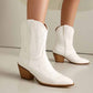 Women Mid-Calf Western Cowboy Boots Low Heel Embroidered Cowgirl Boots - Pointed Toe