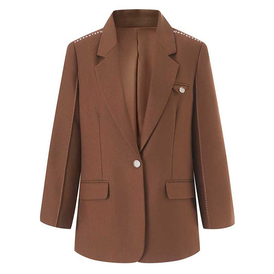 Women's Mid-Length Oversized Blazer | One Button Closure