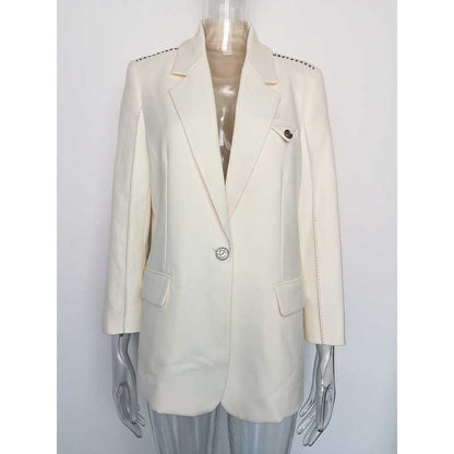Women's Mid-Length Oversized Blazer | One Button Closure
