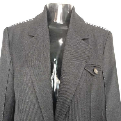 Women's Mid-Length Oversized Blazer | One Button Closure