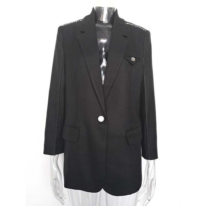 Women's Mid-Length Oversized Blazer | One Button Closure