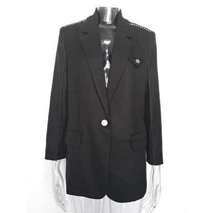 Women's Mid-Length Oversized Blazer | One Button Closure
