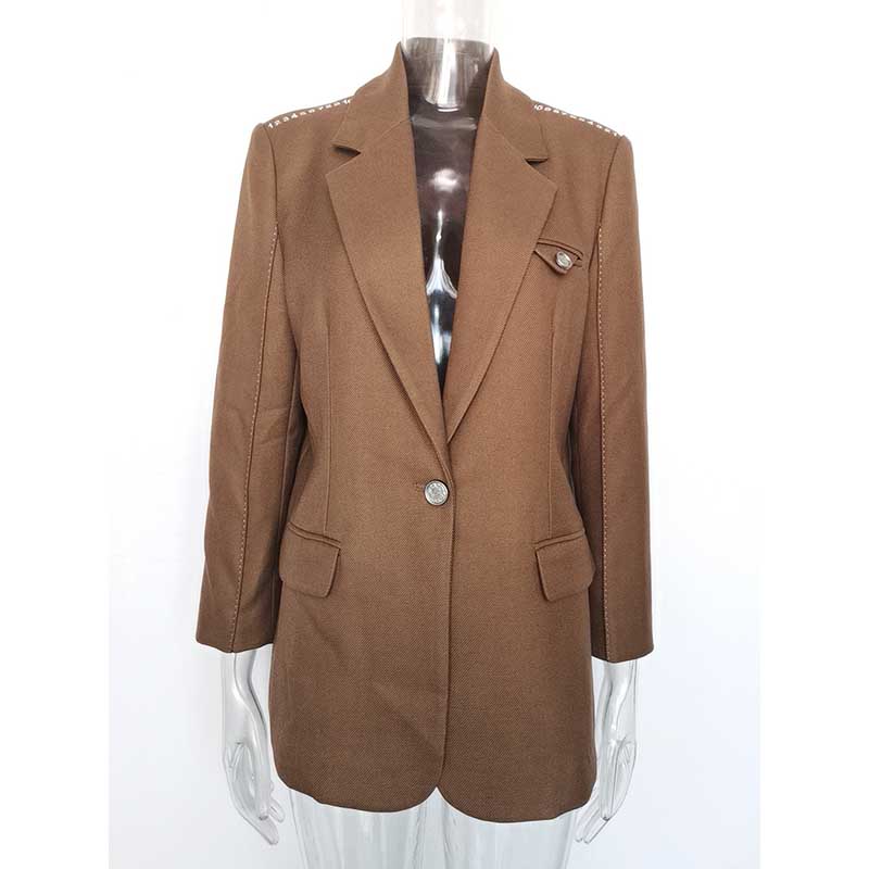 Women's Mid-Length Oversized Blazer | One Button Closure