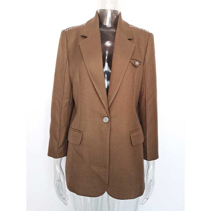 Women's Mid-Length Oversized Blazer | One Button Closure