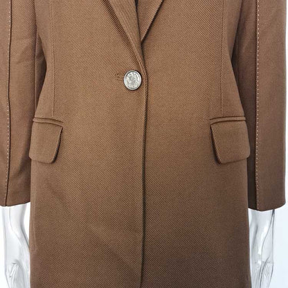 Women's Mid-Length Oversized Blazer | One Button Closure