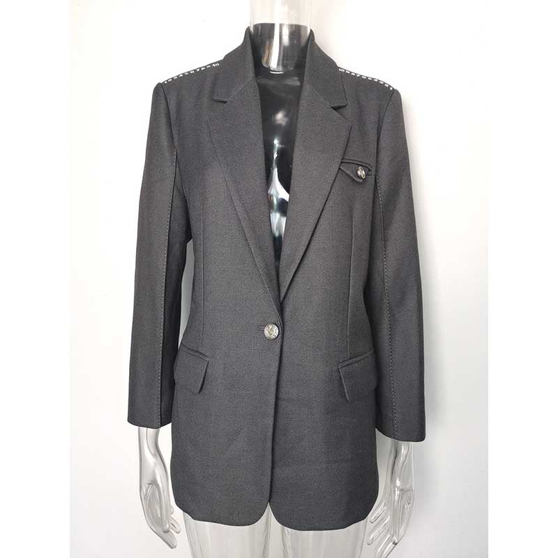 Women's Mid-Length Oversized Blazer | One Button Closure