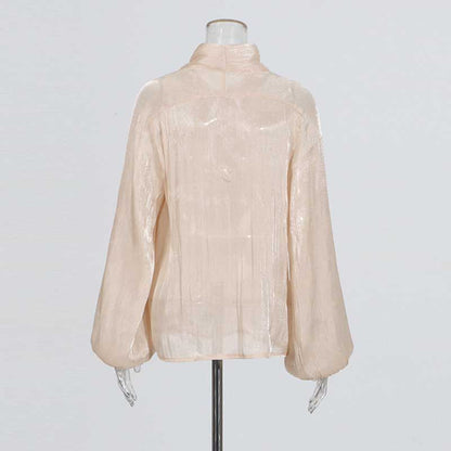 Women's Mini Skirt Suit Tulle Long Sleeve Bow Tie Skirt Set