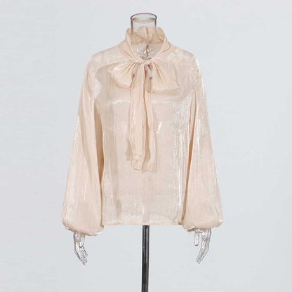 Women's Mini Skirt Suit Tulle Long Sleeve Bow Tie Skirt Set