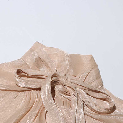 Women's Mini Skirt Suit Tulle Long Sleeve Bow Tie Skirt Set