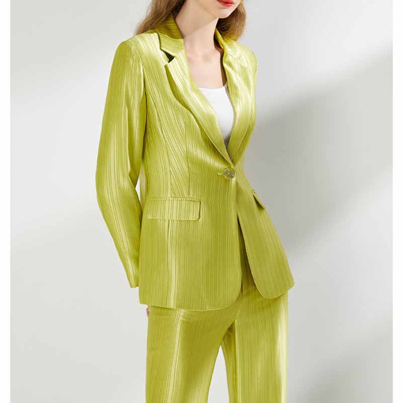 Women's Mustard Green Pantsuit Formal Set Event Styling Outfit