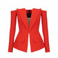 Women's Off Shoulder V-Neck Blazer in Red