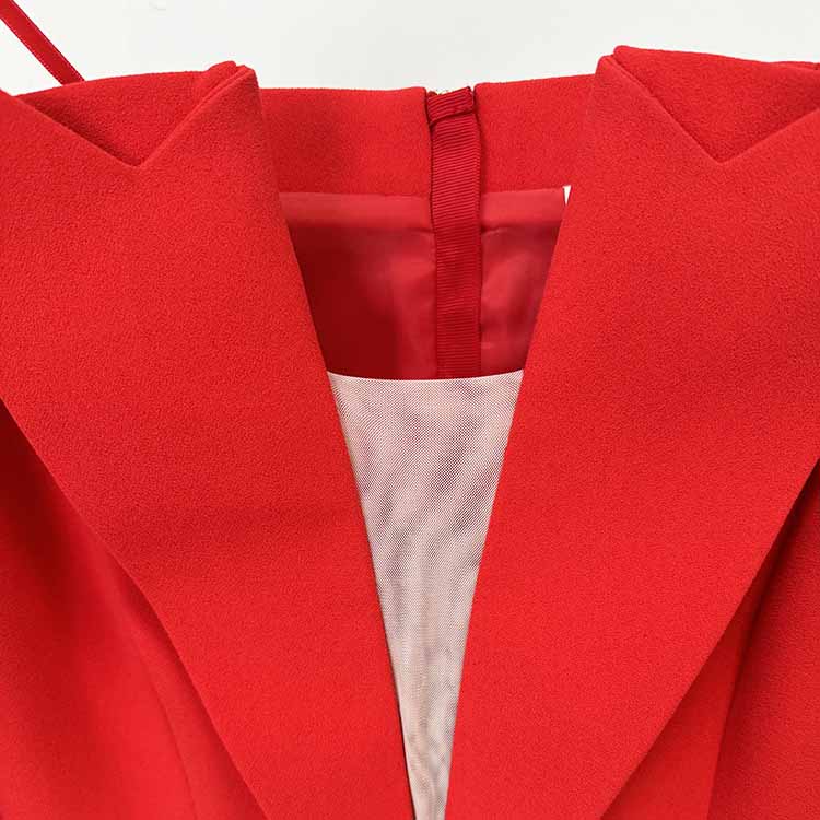 Women's Off Shoulder V-Neck Blazer in Red