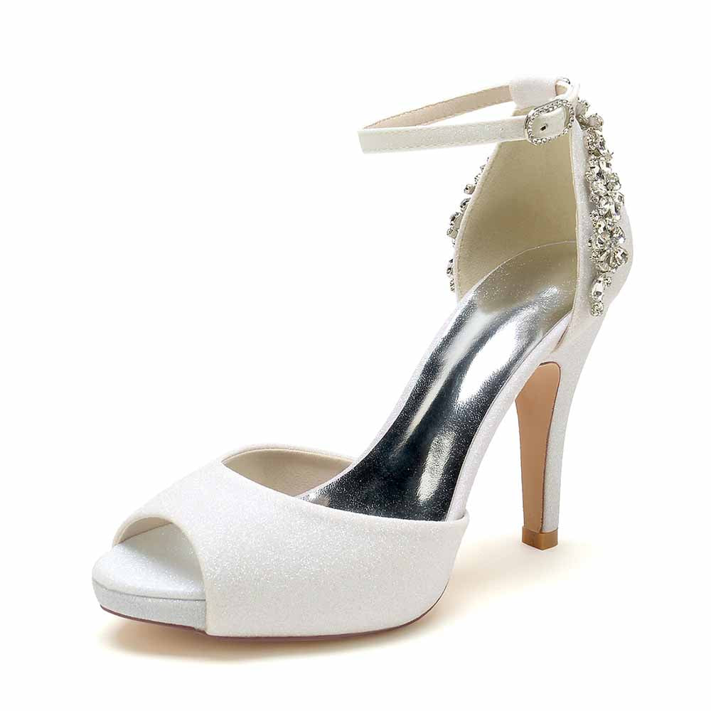 Women's Open-Toe Event Shoes Glitter Heeled Bridal Pumps