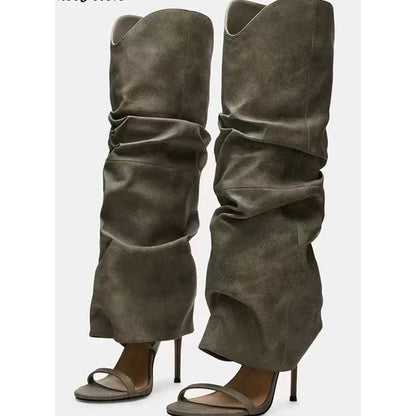 Women's Over The Knee Boots Thigh High Boots Open Toe Stiletto Heel Sandals Y2K Party Evening Shoes