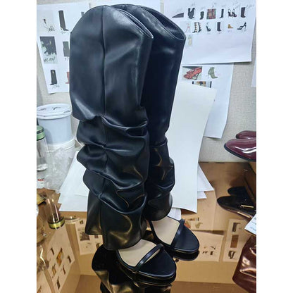 Women's Over The Knee Boots Thigh High Boots Open Toe Stiletto Heel Sandals Y2K Party Evening Shoes