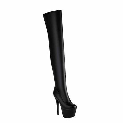 Women's Over The Knee Platform Zip Boots Thigh High Heel Boots