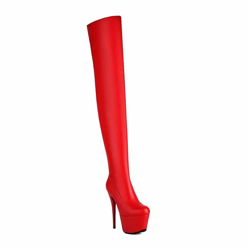 Women's Over The Knee Platform Zip Boots Thigh High Heel Boots