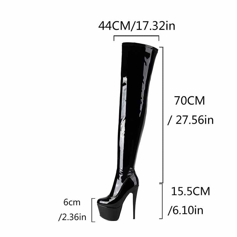 Women's Over The Knee Platform Zip Boots Thigh High Heel Boots