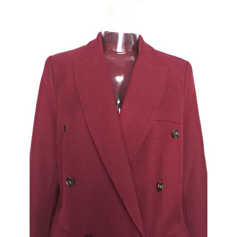 Spring/Autumn Wine Red Blazer Coat for Women | Mid-Length Style
