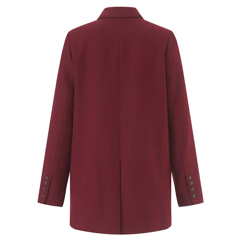 Spring/Autumn Wine Red Blazer Coat for Women | Mid-Length Style