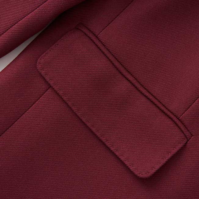 Spring/Autumn Wine Red Blazer Coat for Women | Mid-Length Style