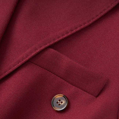 Spring/Autumn Wine Red Blazer Coat for Women | Mid-Length Style